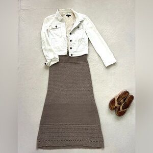 Chico's Taupe Knit Maxi Skirt, Hippy, Boho Casual, Granola, Indi